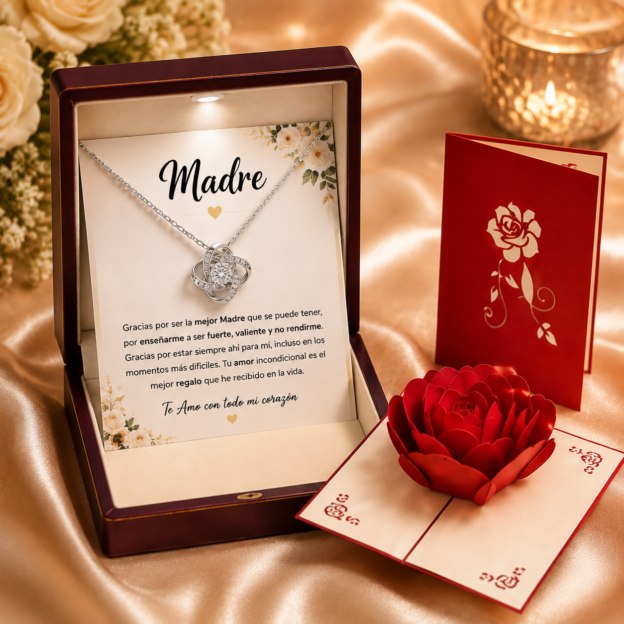Collar para Mamá con Mensaje Especial y Caja de Regalo + Tarjeta Pop-Up 3D Gratis | 🔥 Por tiempo limitado