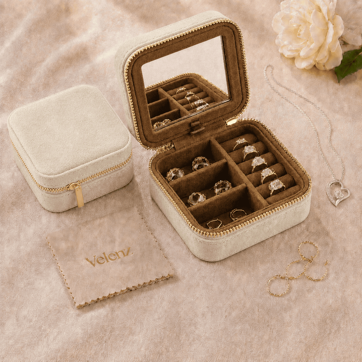 Joyero Premium de Viaje para Mujer + Paño Limpiador de Regalo