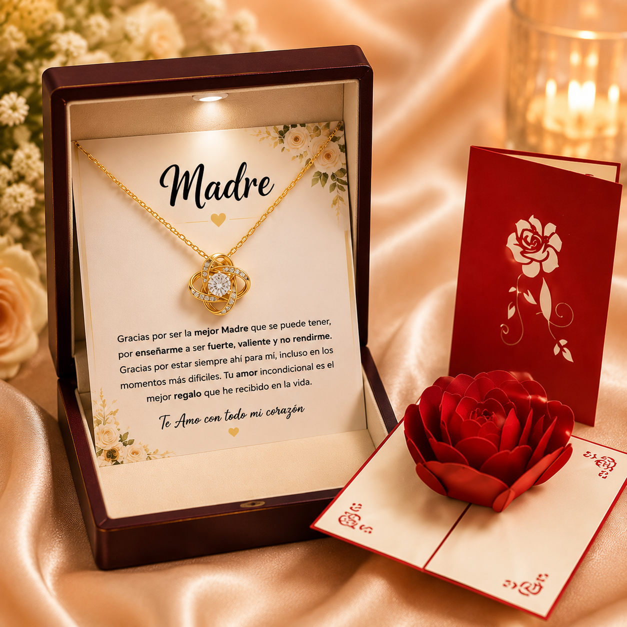 Collar para Mamá con Mensaje Especial y Caja de Regalo + Tarjeta Pop-Up 3D Gratis | 🔥 Por tiempo limitado