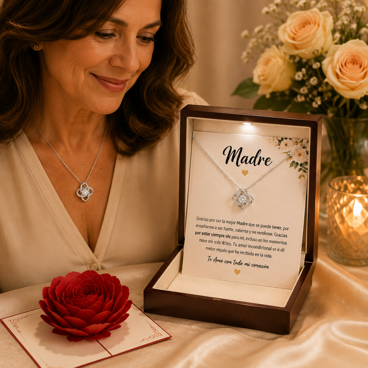 Collar para Mamá con Mensaje Especial y Caja de Regalo + Tarjeta Pop-Up 3D Gratis | 🔥 Por tiempo limitado