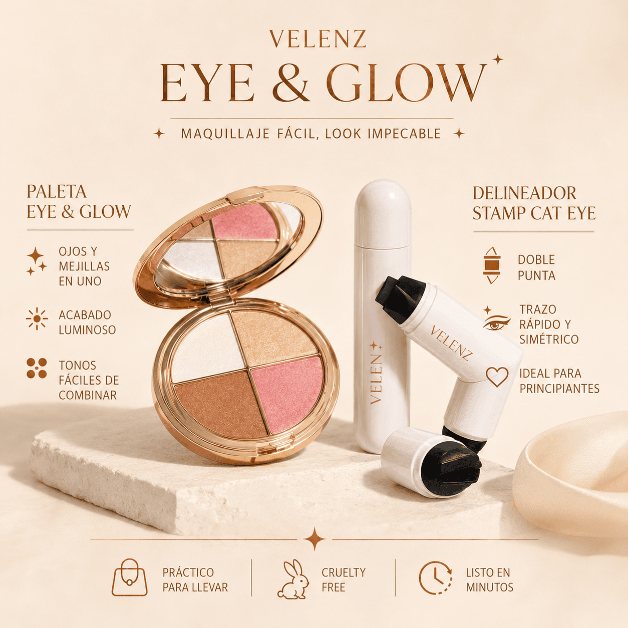 Kit de Maquillaje con Delineador y Paleta para Ojos
