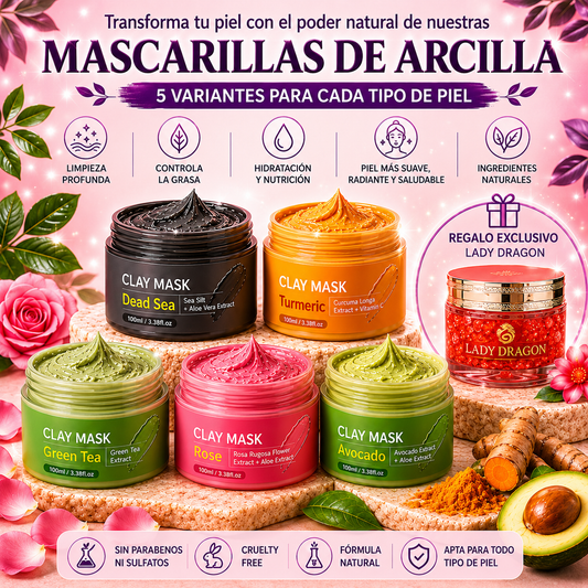Mascarilla Facial Detox de Arcilla - Limpieza Profunda • Control de la Grasa • Brillo Natural (REGALO EXCLUSIVO 🎁)