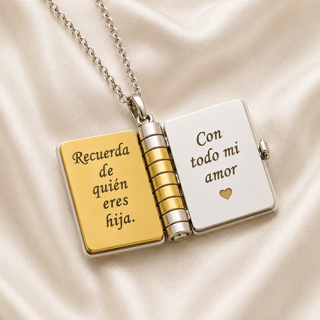 Collar Libro con Mensajes para Hija o Hijo | Mi Pequeña Estrella y Mi Campeón + Rosa Encantada de Regalo