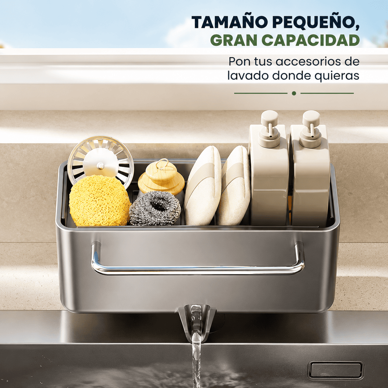 Organizador de Cocina Antióxido para Esponjas y Cepillos | Instalación sin Herramientas