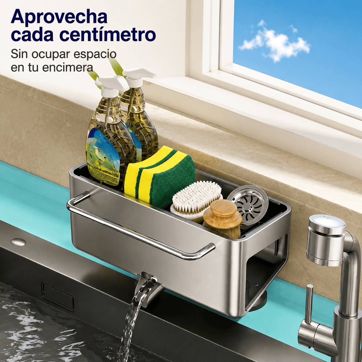 Organizador de Cocina Antióxido para Esponjas y Cepillos | Instalación sin Herramientas