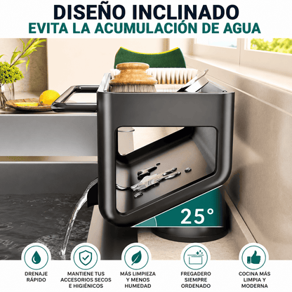 Organizador de Cocina Antióxido para Esponjas y Cepillos | Instalación sin Herramientas