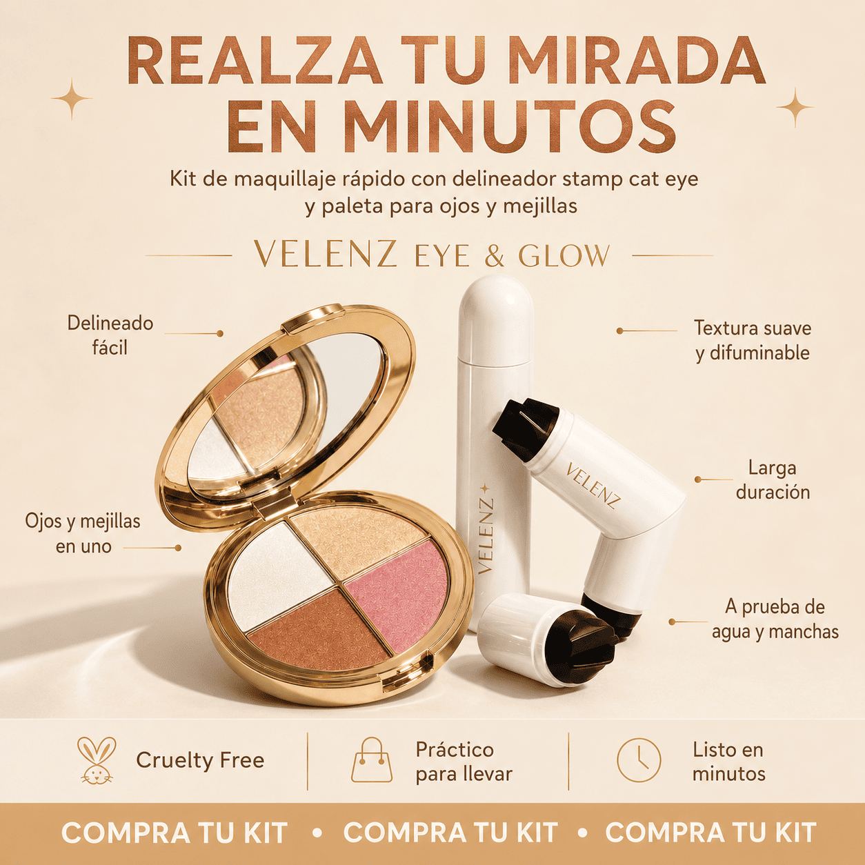 Kit de Maquillaje con Delineador y Paleta para Ojos