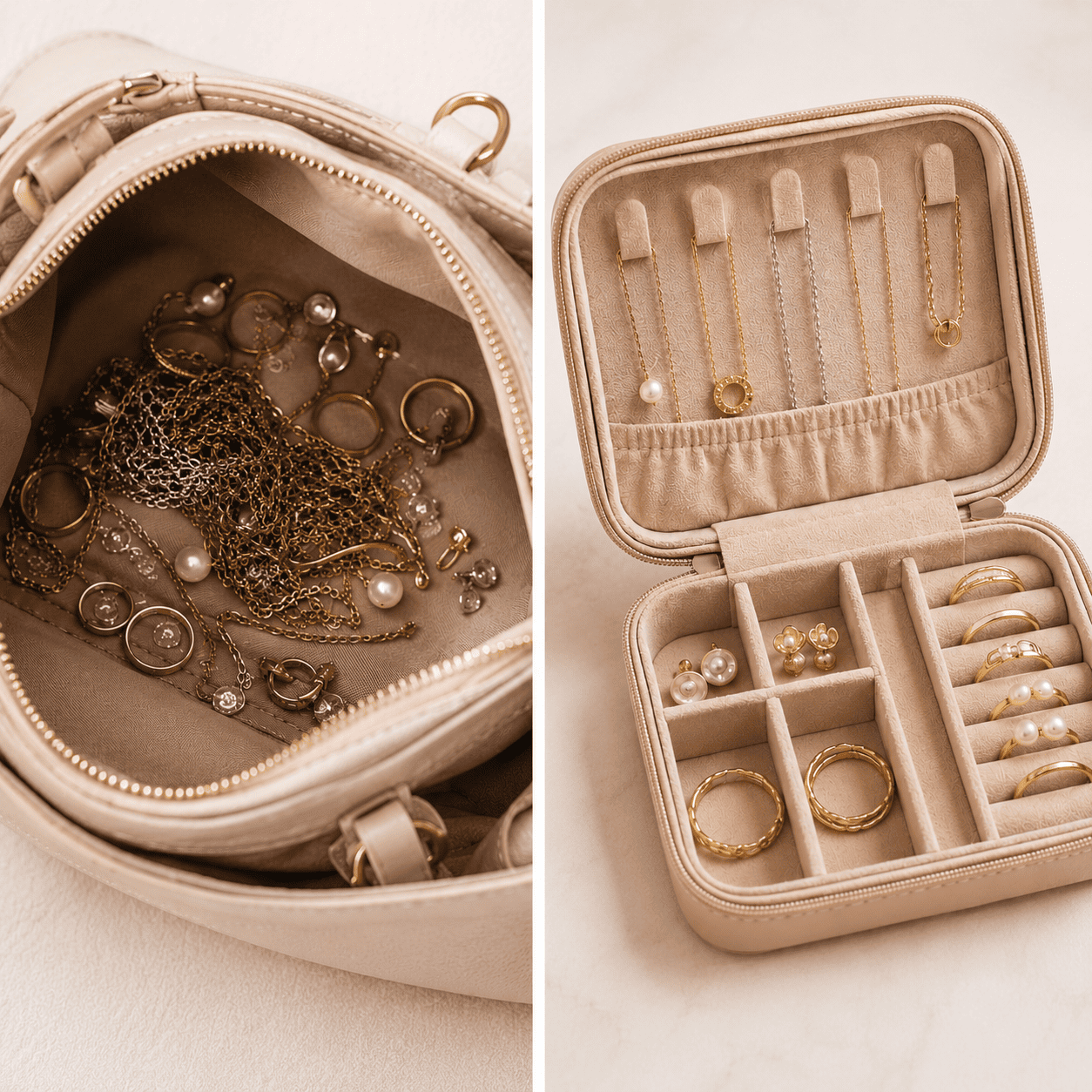 Joyero Premium de Viaje para Mujer con Espejo + 3 Collares Mariposa de Regalo