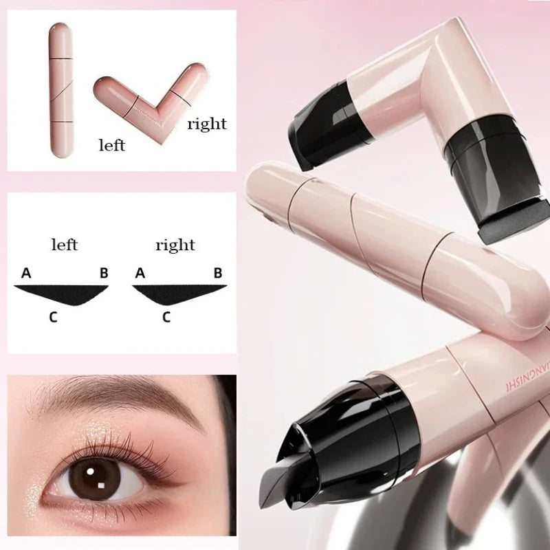 1 unidad: Sello giratorio para delineador de ojos con doble punta integrada, plantilla DIY para delineado alado, bolígrafos líquidos resistentes al agua, a prueba de manchas y de larga duración, en negro y marrón