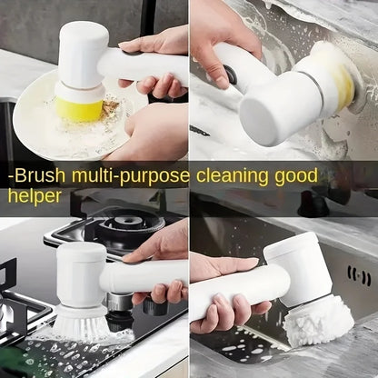 Electric Spin Scrubber with 5 Brush Heads – Handheld Tile & Grout Cleaner for Bath, Floor, Sink, Shower Glass & Kitchen Surfaces