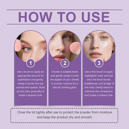 Paleta de sombras de ojos, iluminador y rubor, multifuncional 3 en 1, realza la delicadeza del maquillaje, ideal para el día a día y las fiestas, fácil de aplicar