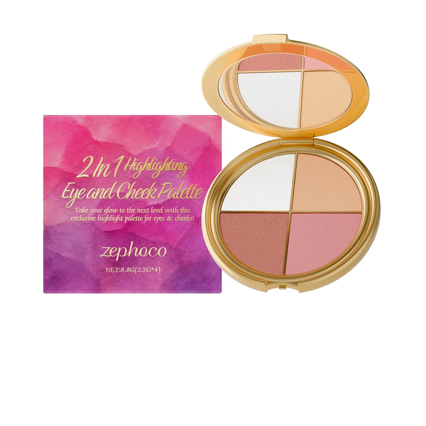 Paleta de sombras de ojos, iluminador y rubor, multifuncional 3 en 1, realza la delicadeza del maquillaje, ideal para el día a día y las fiestas, fácil de aplicar