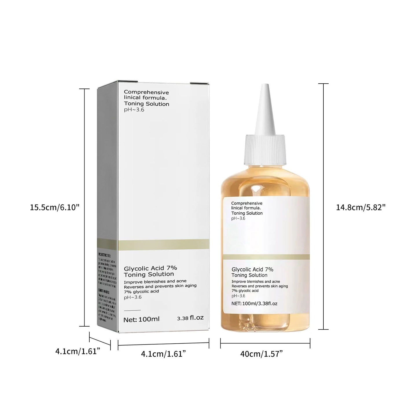 Solución Tónica con Ácido Glicólico 7% de 100 ml para Ayudar a Reducir el Acné, Hidratar y Rejuvenecer la Piel