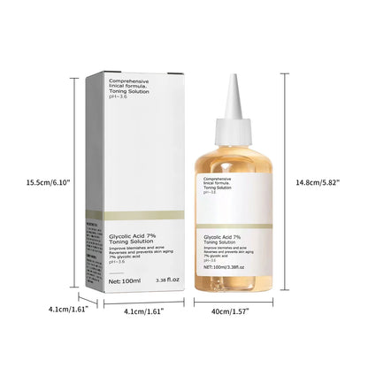 Solución Tónica con Ácido Glicólico 7% de 100 ml para Ayudar a Reducir el Acné, Hidratar y Rejuvenecer la Piel