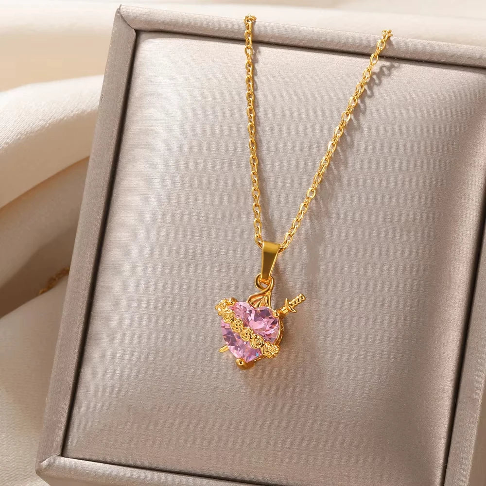 Collar Sagrado Corazón de María Rosado para Mujer