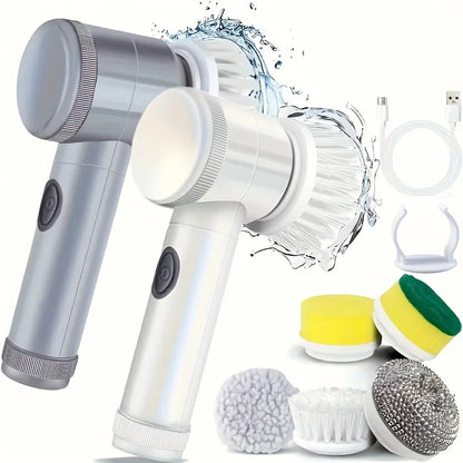 Electric Spin Scrubber with 5 Brush Heads – Handheld Tile & Grout Cleaner for Bath, Floor, Sink, Shower Glass & Kitchen Surfaces