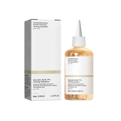 Solución Tónica con Ácido Glicólico 7% de 100 ml para Ayudar a Reducir el Acné, Hidratar y Rejuvenecer la Piel