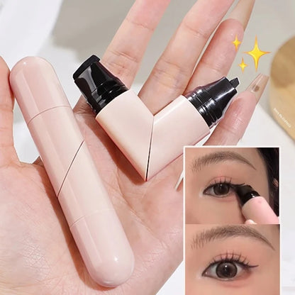 1 unidad: Sello giratorio para delineador de ojos con doble punta integrada, plantilla DIY para delineado alado, bolígrafos líquidos resistentes al agua, a prueba de manchas y de larga duración, en negro y marrón