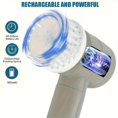 Electric Spin Scrubber with 5 Brush Heads – Handheld Tile & Grout Cleaner for Bath, Floor, Sink, Shower Glass & Kitchen Surfaces