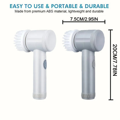 Electric Spin Scrubber with 5 Brush Heads – Handheld Tile & Grout Cleaner for Bath, Floor, Sink, Shower Glass & Kitchen Surfaces