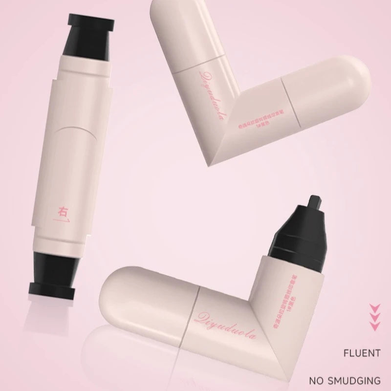 1 unidad: Sello giratorio para delineador de ojos con doble punta integrada, plantilla DIY para delineado alado, bolígrafos líquidos resistentes al agua, a prueba de manchas y de larga duración, en negro y marrón