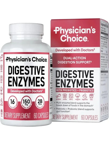 Gwynne Enzimas Digestivas + Probióticos Orgánicos – Apoyo Natural para la Digestión – Frasco con 60 Cápsulas