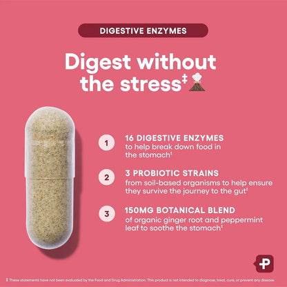 Gwynne Enzimas Digestivas + Probióticos Orgánicos – Apoyo Natural para la Digestión – Frasco con 60 Cápsulas