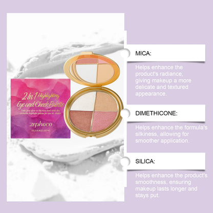 Paleta de sombras de ojos, iluminador y rubor, multifuncional 3 en 1, realza la delicadeza del maquillaje, ideal para el día a día y las fiestas, fácil de aplicar