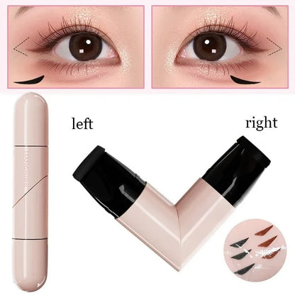 1 unidad: Sello giratorio para delineador de ojos con doble punta integrada, plantilla DIY para delineado alado, bolígrafos líquidos resistentes al agua, a prueba de manchas y de larga duración, en negro y marrón