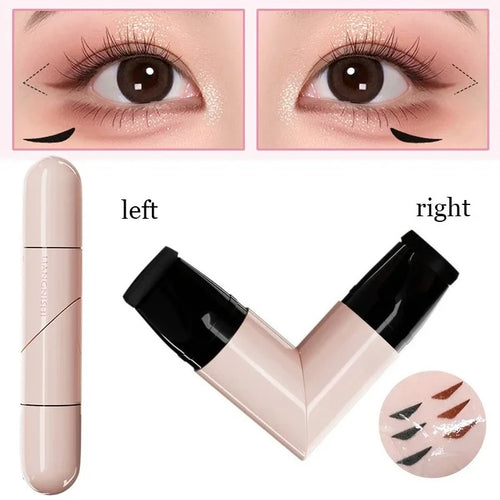 1 unidad: Sello giratorio para delineador de ojos con doble punta integrada, plantilla DIY para delineado alado, bolígrafos líquidos resistentes al agua, a prueba de manchas y de larga duración, en negro y marrón
