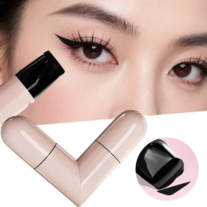1 unidad: Sello giratorio para delineador de ojos con doble punta integrada, plantilla DIY para delineado alado, bolígrafos líquidos resistentes al agua, a prueba de manchas y de larga duración, en negro y marrón