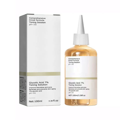 Solución Tónica con Ácido Glicólico 7% de 100 ml para Ayudar a Reducir el Acné, Hidratar y Rejuvenecer la Piel