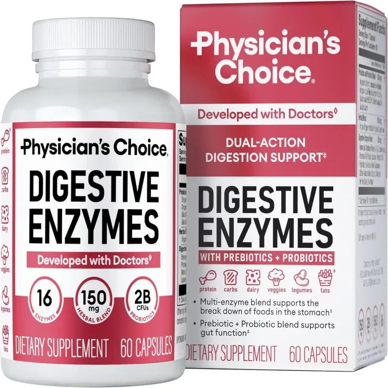 Gwynne Enzimas Digestivas + Probióticos Orgánicos – Apoyo Natural para la Digestión – Frasco con 60 Cápsulas