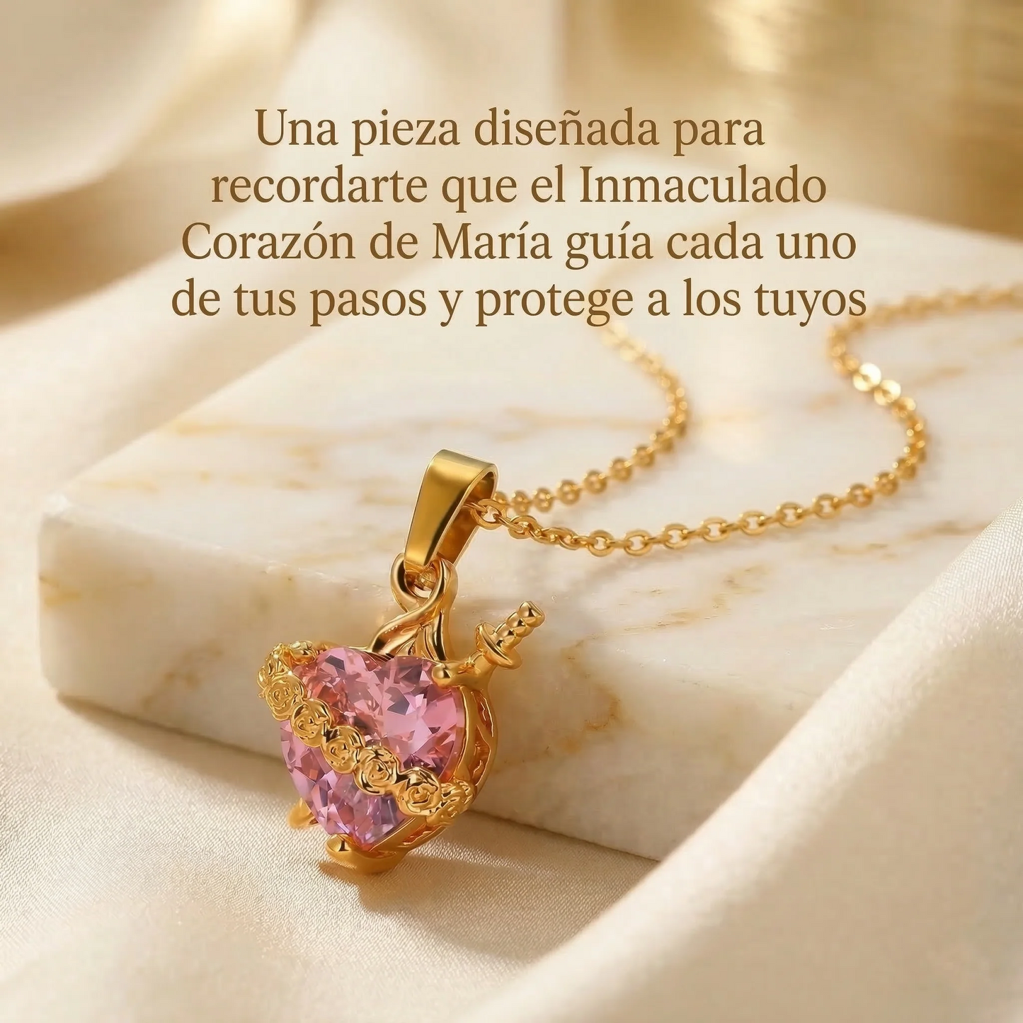 Collar Sagrado Corazón de María Rosado para Mujer