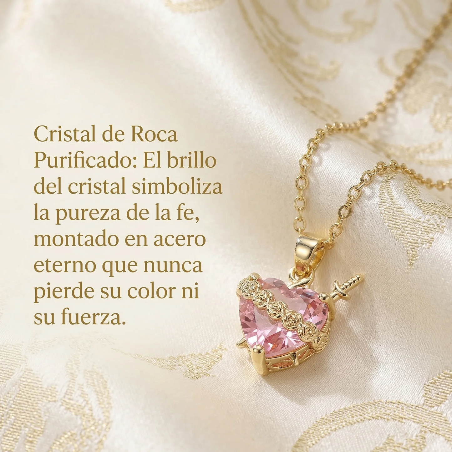 Collar Sagrado Corazón de María Rosado para Mujer