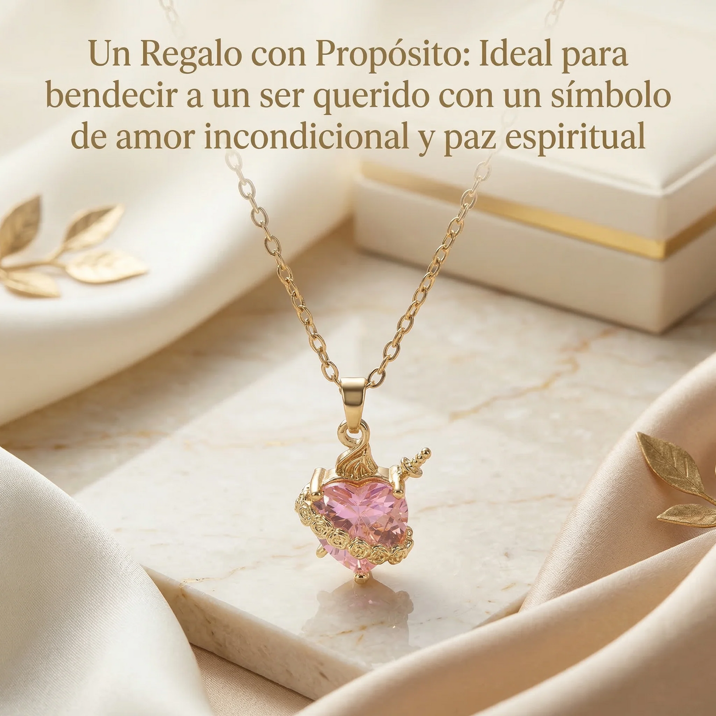 Collar Sagrado Corazón de María Rosado para Mujer
