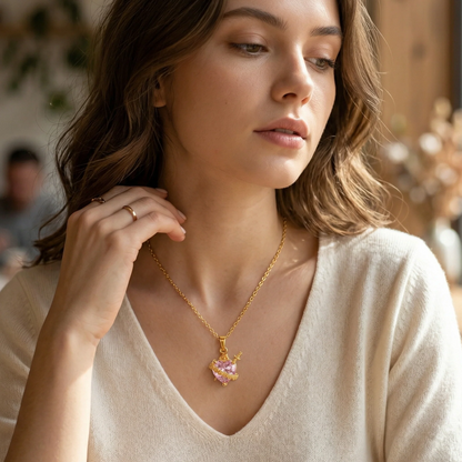 Collar Sagrado Corazón de María Rosado para Mujer