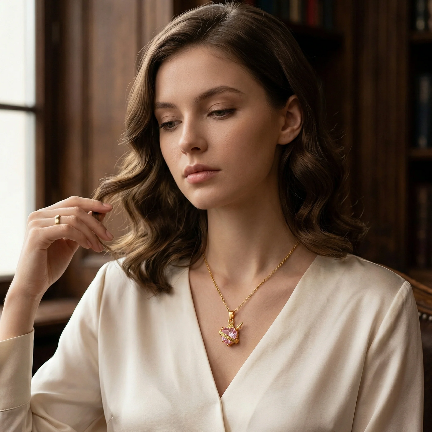 Collar Sagrado Corazón de María Rosado para Mujer