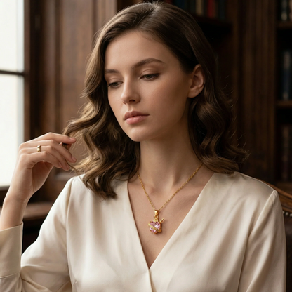 Collar Sagrado Corazón de María Rosado para Mujer