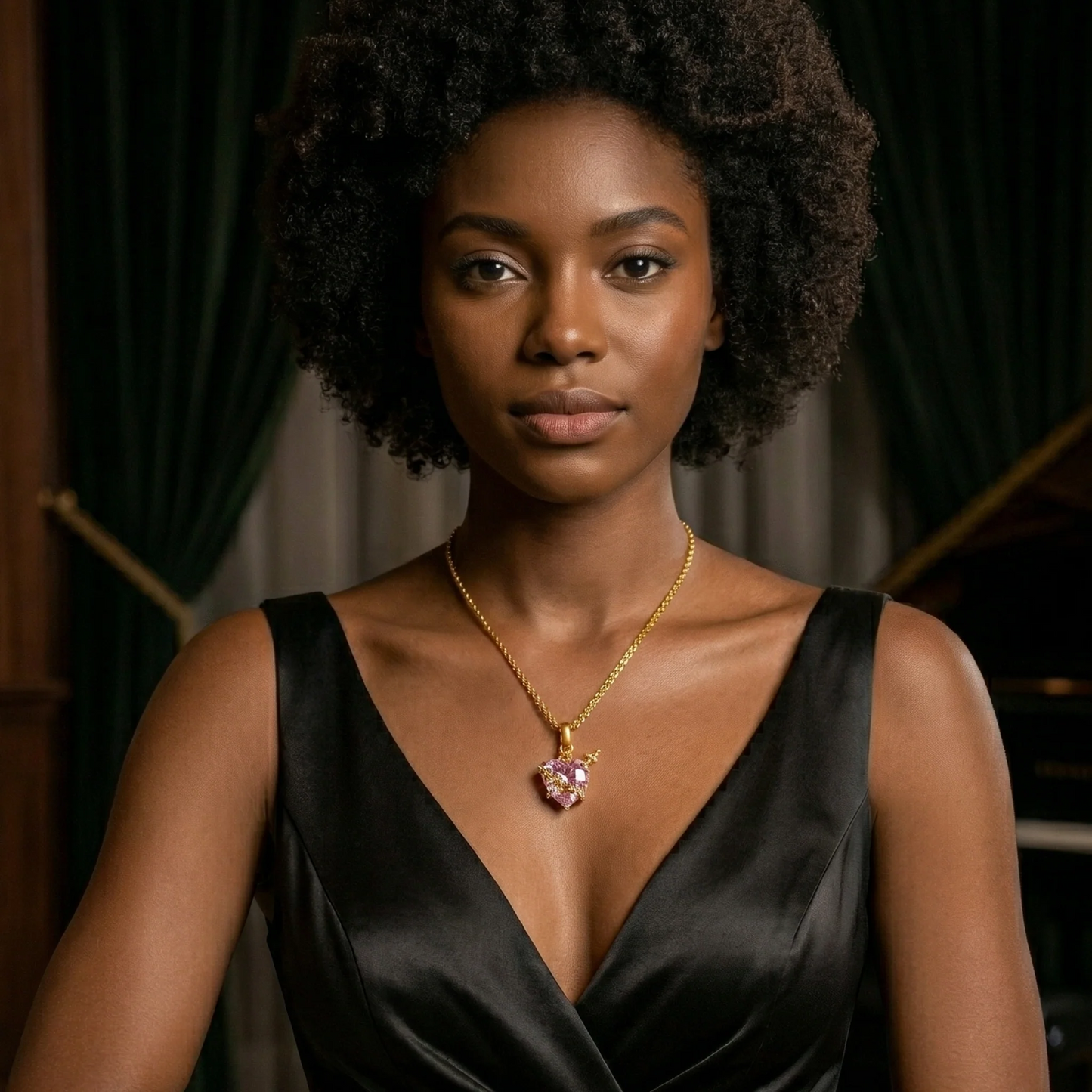 Collar Sagrado Corazón de María Rosado para Mujer