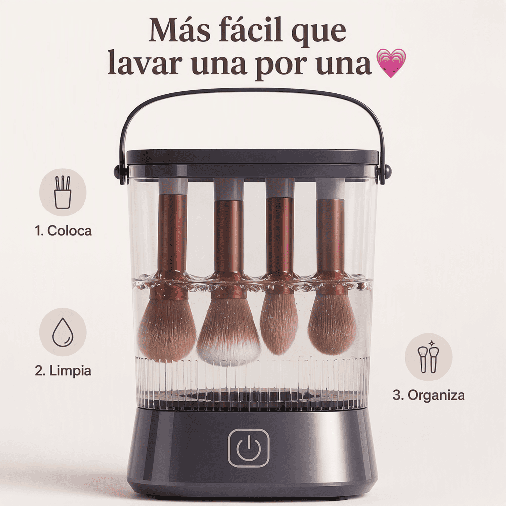 Limpiador Eléctrico de Brochas de Maquillaje + 13 Brochas Premium Gratis