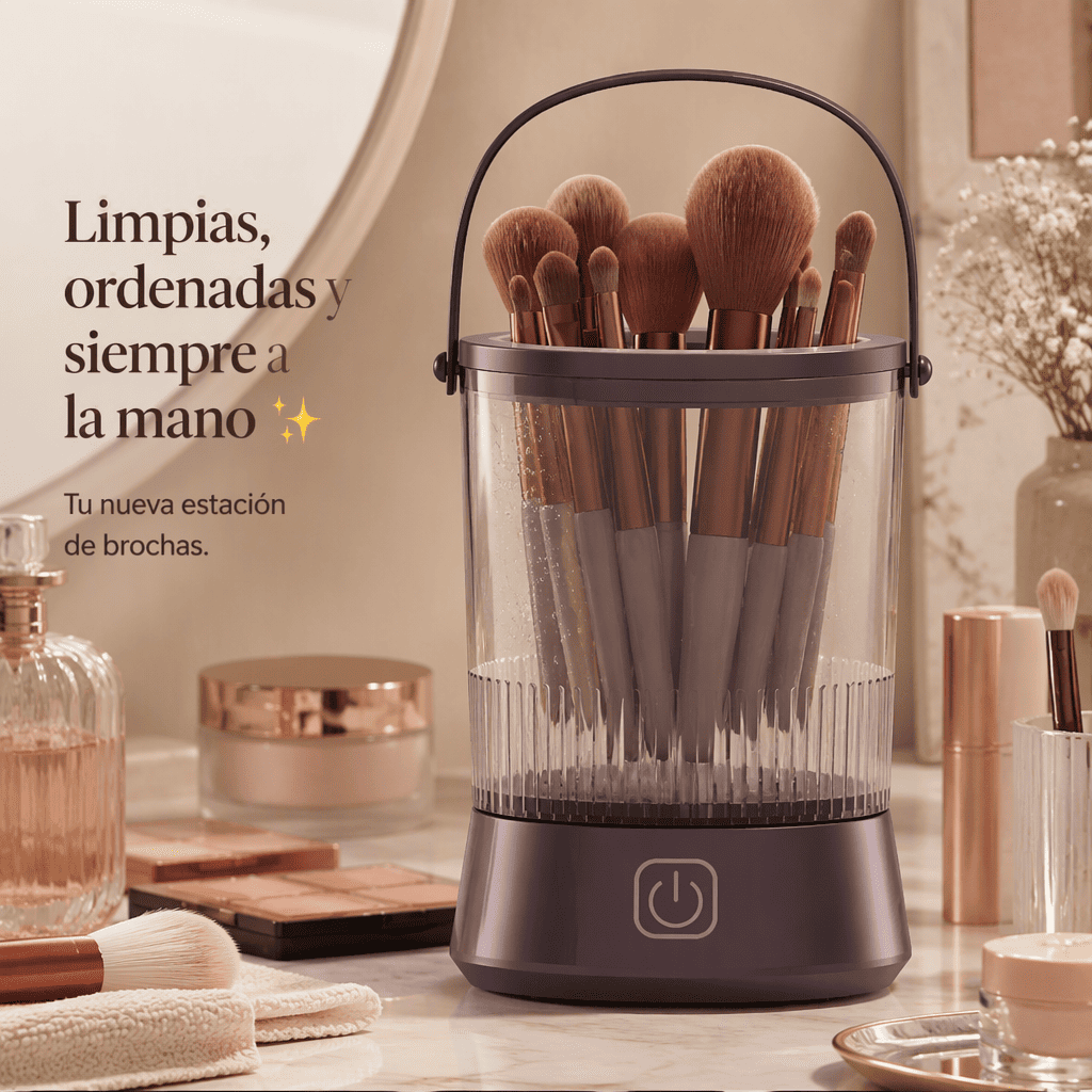Limpiador Eléctrico de Brochas de Maquillaje + 13 Brochas Premium Gratis