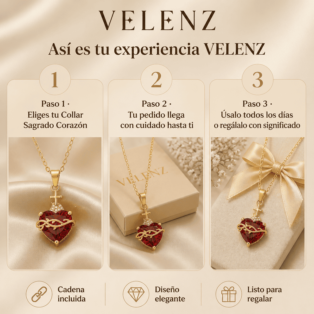Collar Sagrado Corazón de Jesús + Aretes GRATIS