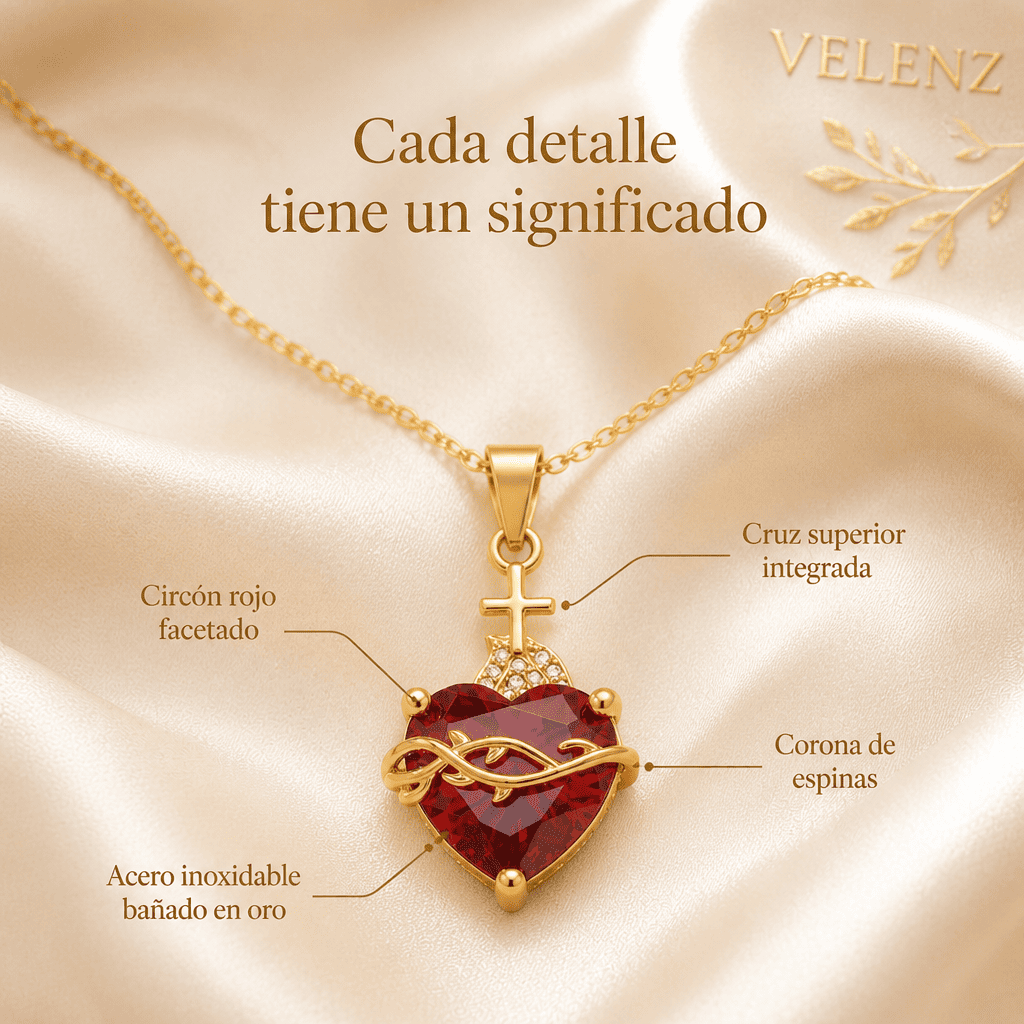 Collar Sagrado Corazón de Jesús + Aretes GRATIS