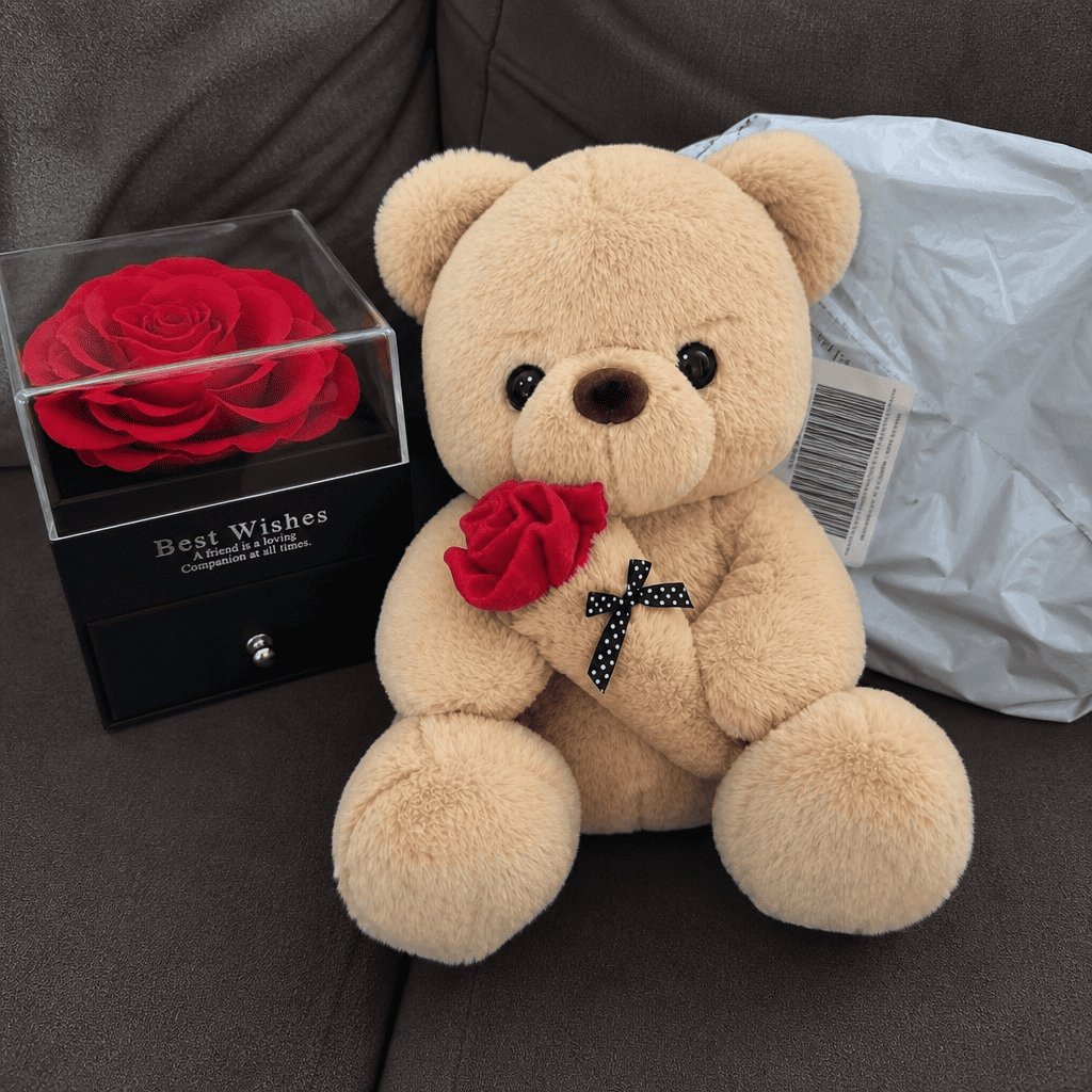 Collar de Corazón Te Amo en 100 Idiomas con Rosa Roja y Caja de Regalo para Mujer
