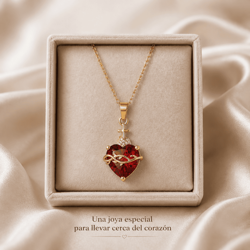 Collar Sagrado Corazón de Jesús + Aretes GRATIS