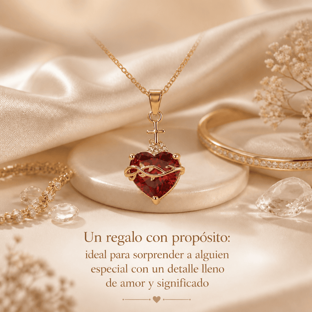Collar Sagrado Corazón de Jesús + Aretes GRATIS