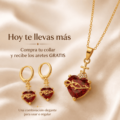 Collar Sagrado Corazón de Jesús + Aretes GRATIS