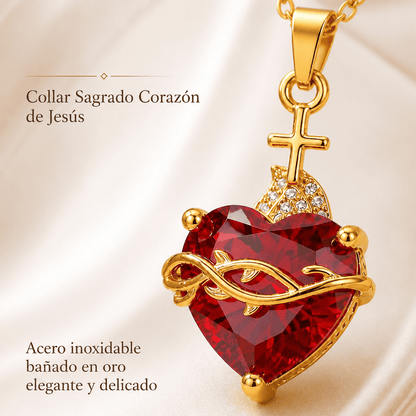 Collar Sagrado Corazón de Jesús + Aretes GRATIS