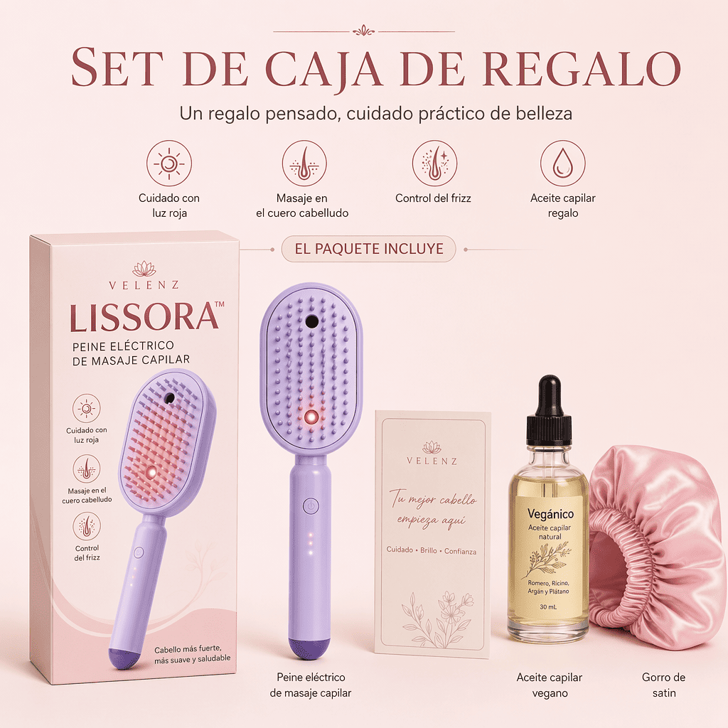 Lissora™ Cepillo Alisador Eléctrico 4 en 1 + Aceite Capilar y Gorro de Satén GRATIS